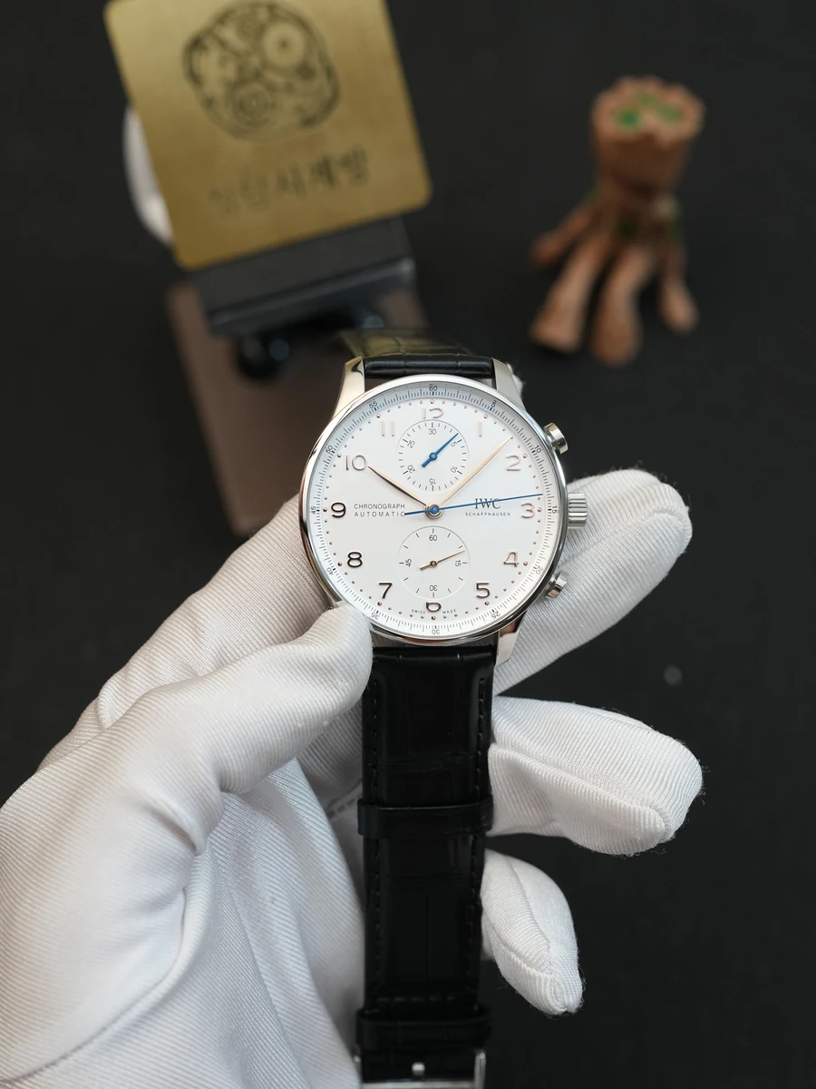 IWC 포르투기저 크로노 골드핸즈 블랙가죽
