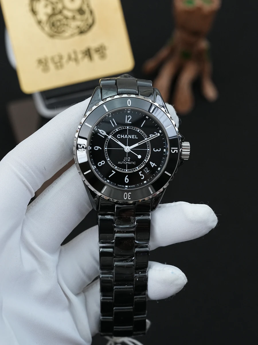 샤넬 J12 블랙 아라비아 투명백