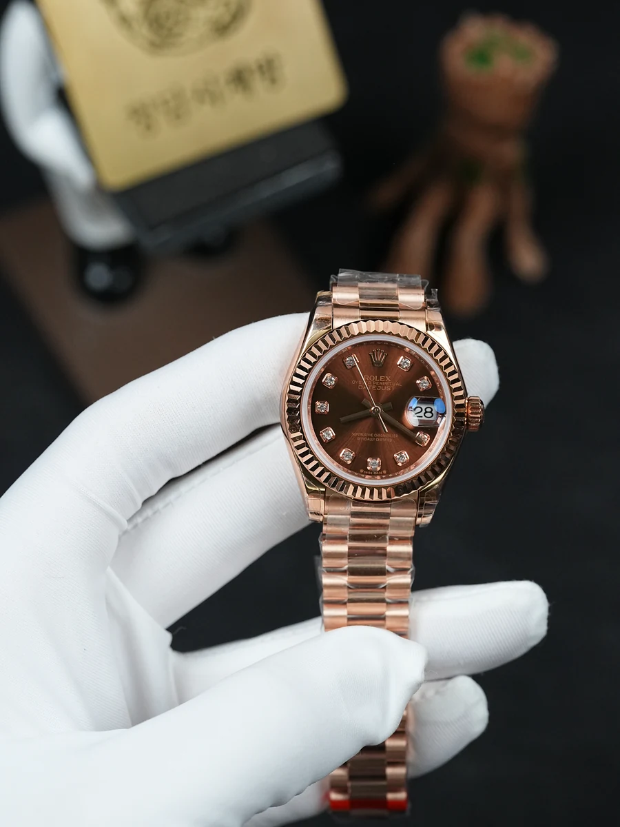 롤렉스 레이디 데이저스트 초코 10P 로즈골드금통 31mm