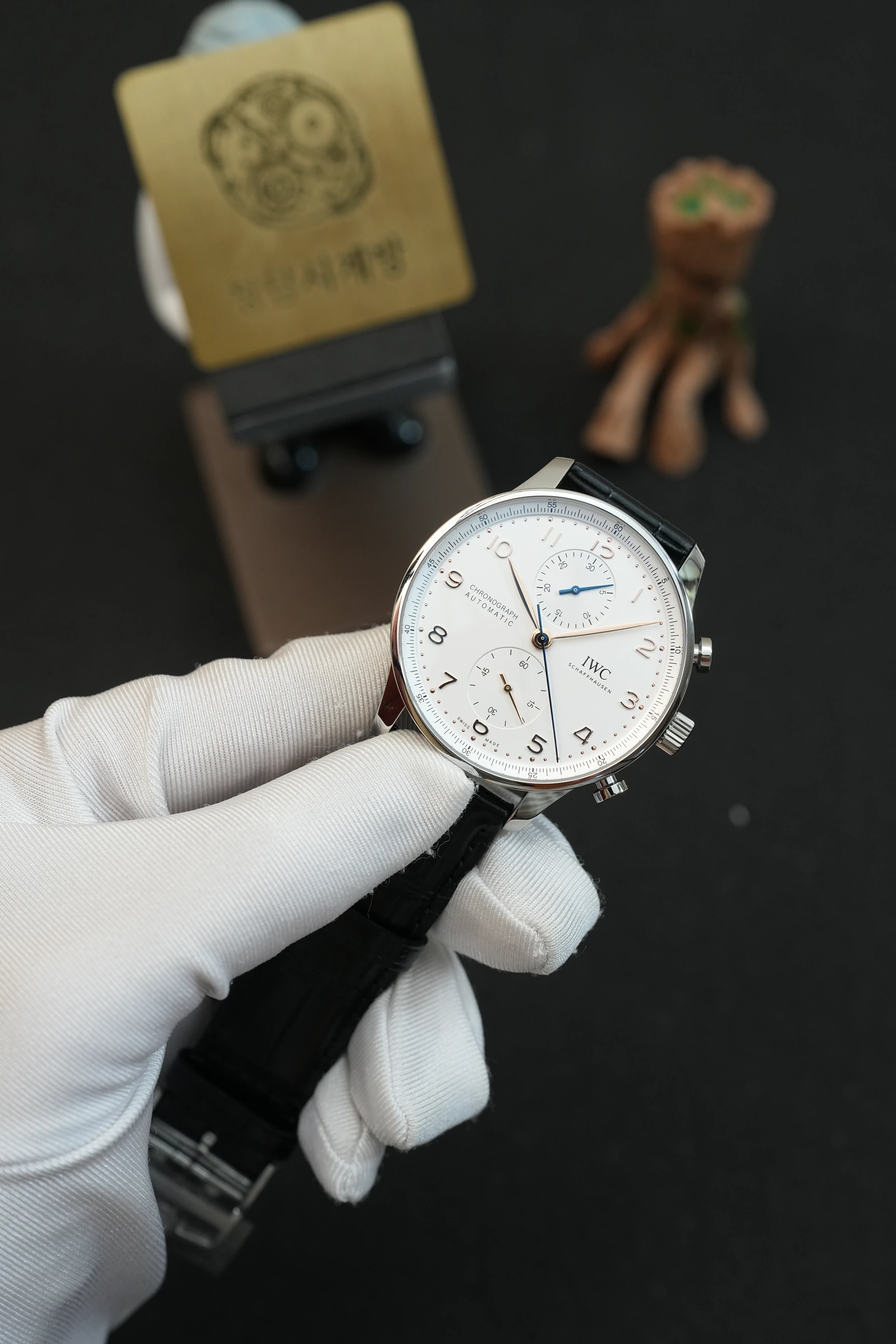 IWC 포르투기저 크로노 골드핸즈 블랙가죽 상세 이미지 14