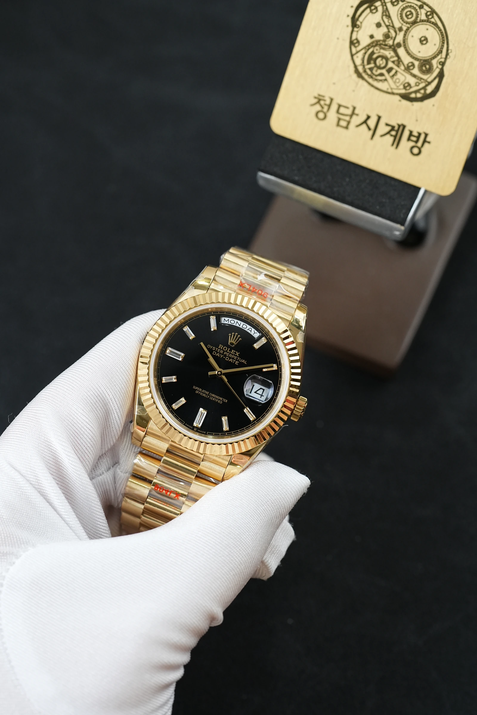 롤렉스 데이데이트 검판 골드 바게트 상세 이미지 9