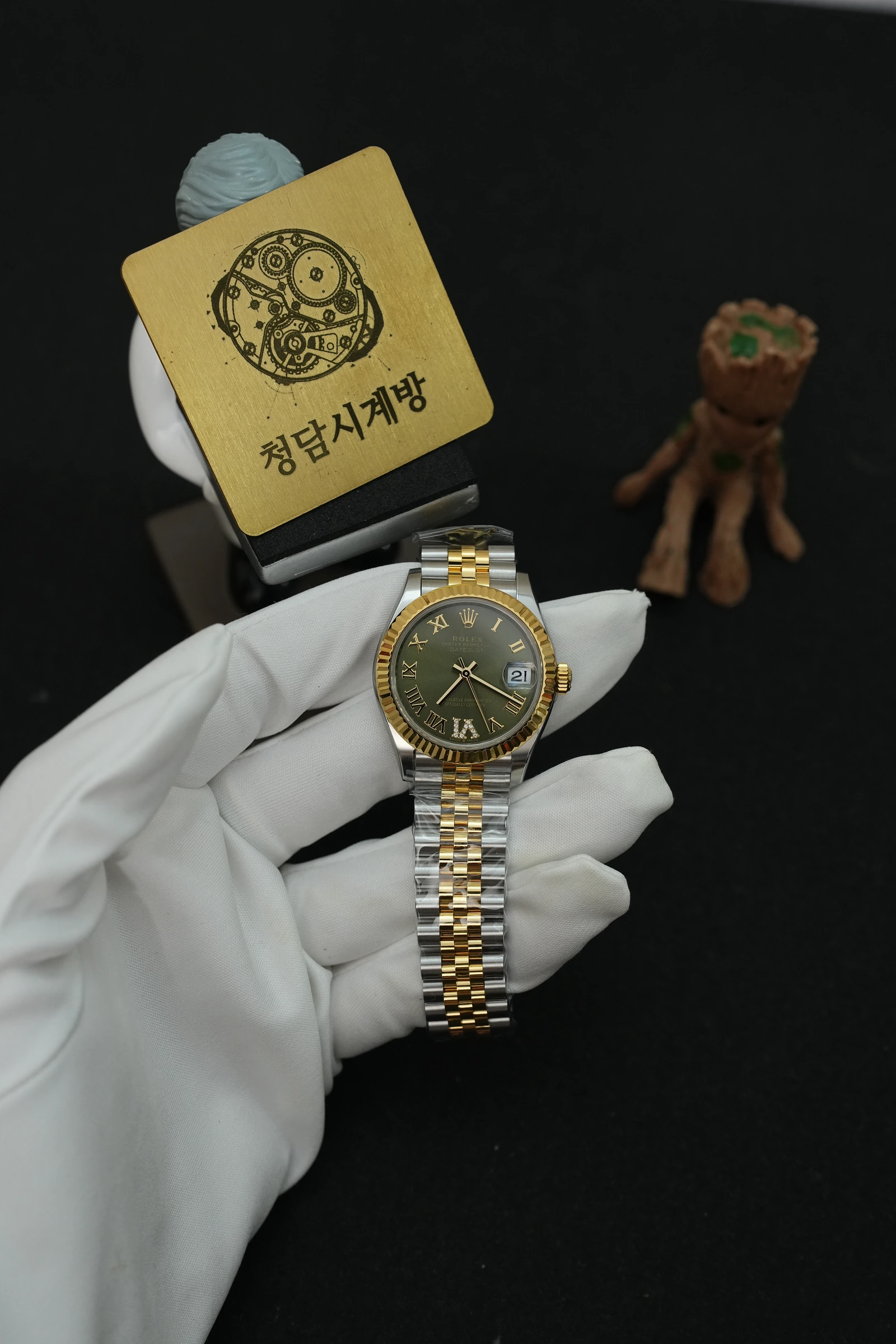 롤렉스 레이디 데이저스트 그린 로만 6다이아 옐로우골드콤비 31mm 상세 이미지 6