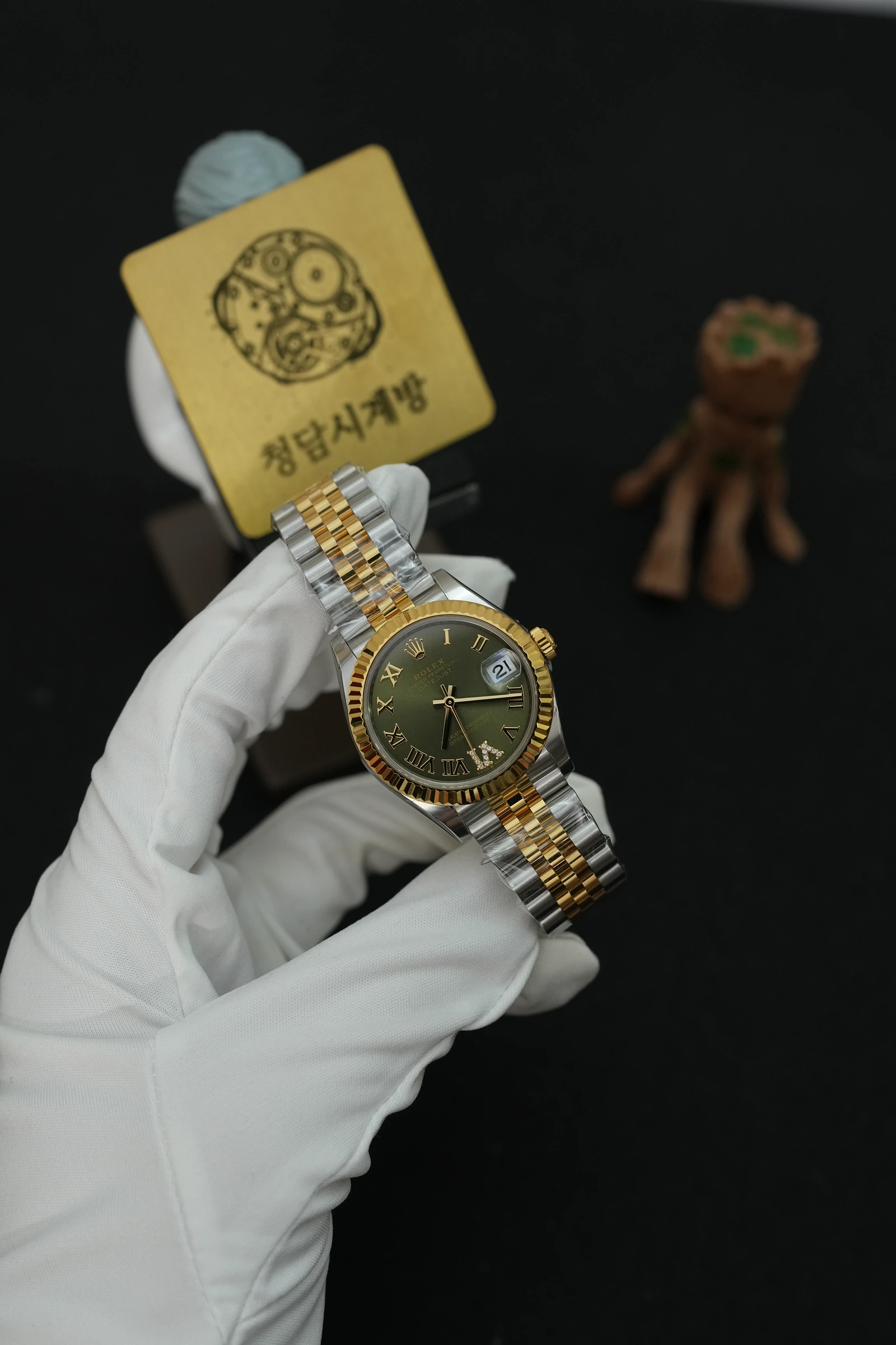 롤렉스 레이디 데이저스트 그린 로만 6다이아 옐로우골드콤비 31mm 상세 이미지 11