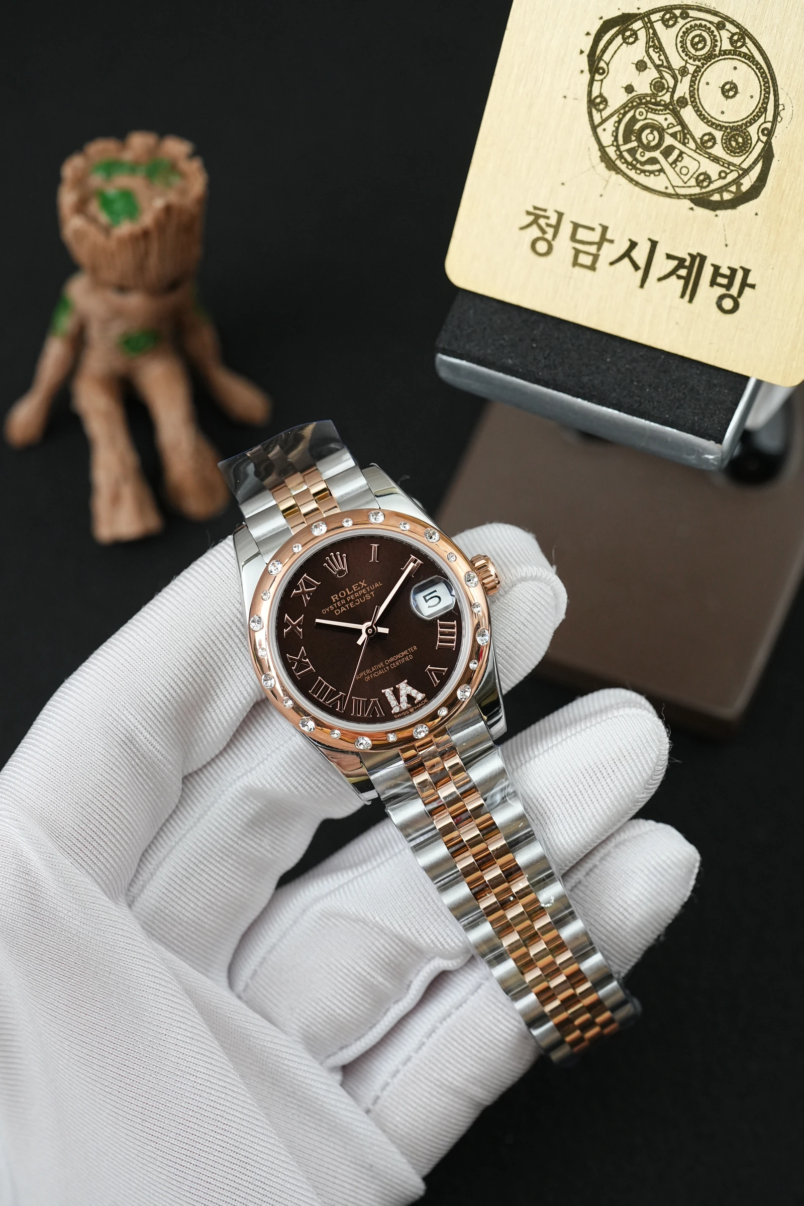 롤렉스 데이저스트 초코 로만 6다이아 로즈골드 콤비 다이아베젤 상세 이미지 7