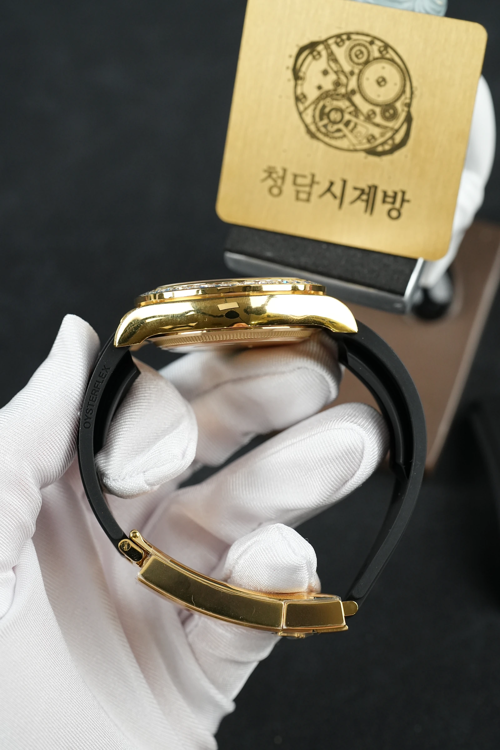 롤렉스 데이토나 샴페인 바게트 옐로우골드 러버 다이아베젤 상세 이미지 6