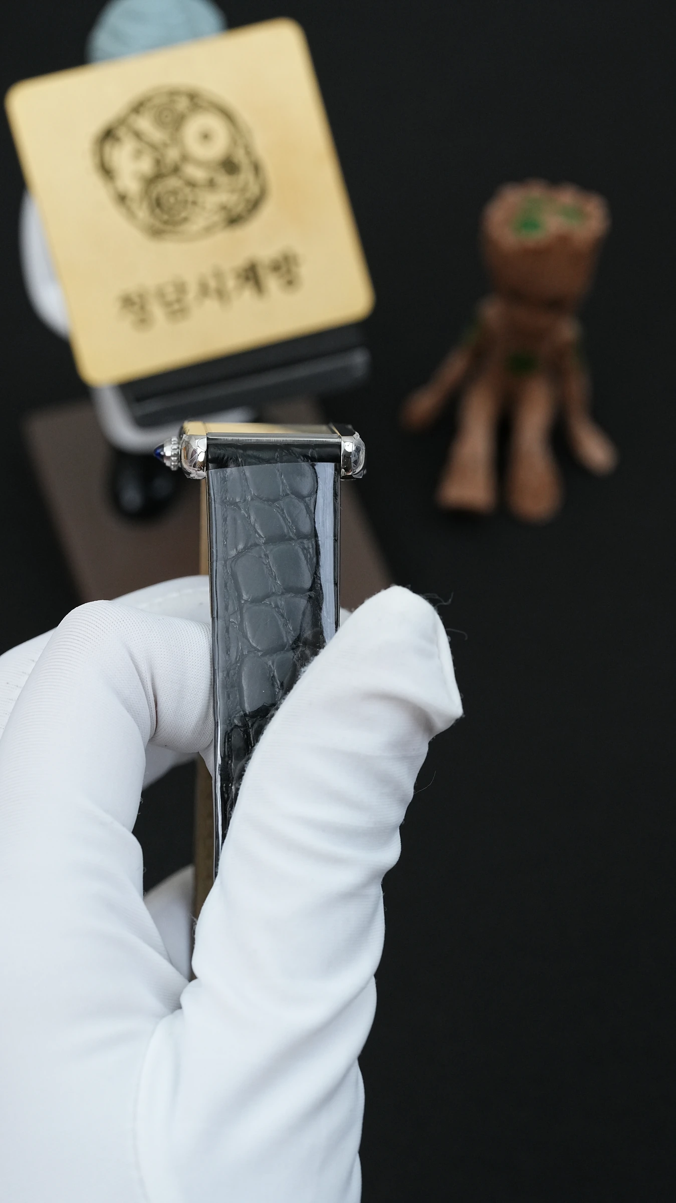 까르띠에 탱크솔로 실버톤 블랙 크로커가죽 3168 상세 이미지 4