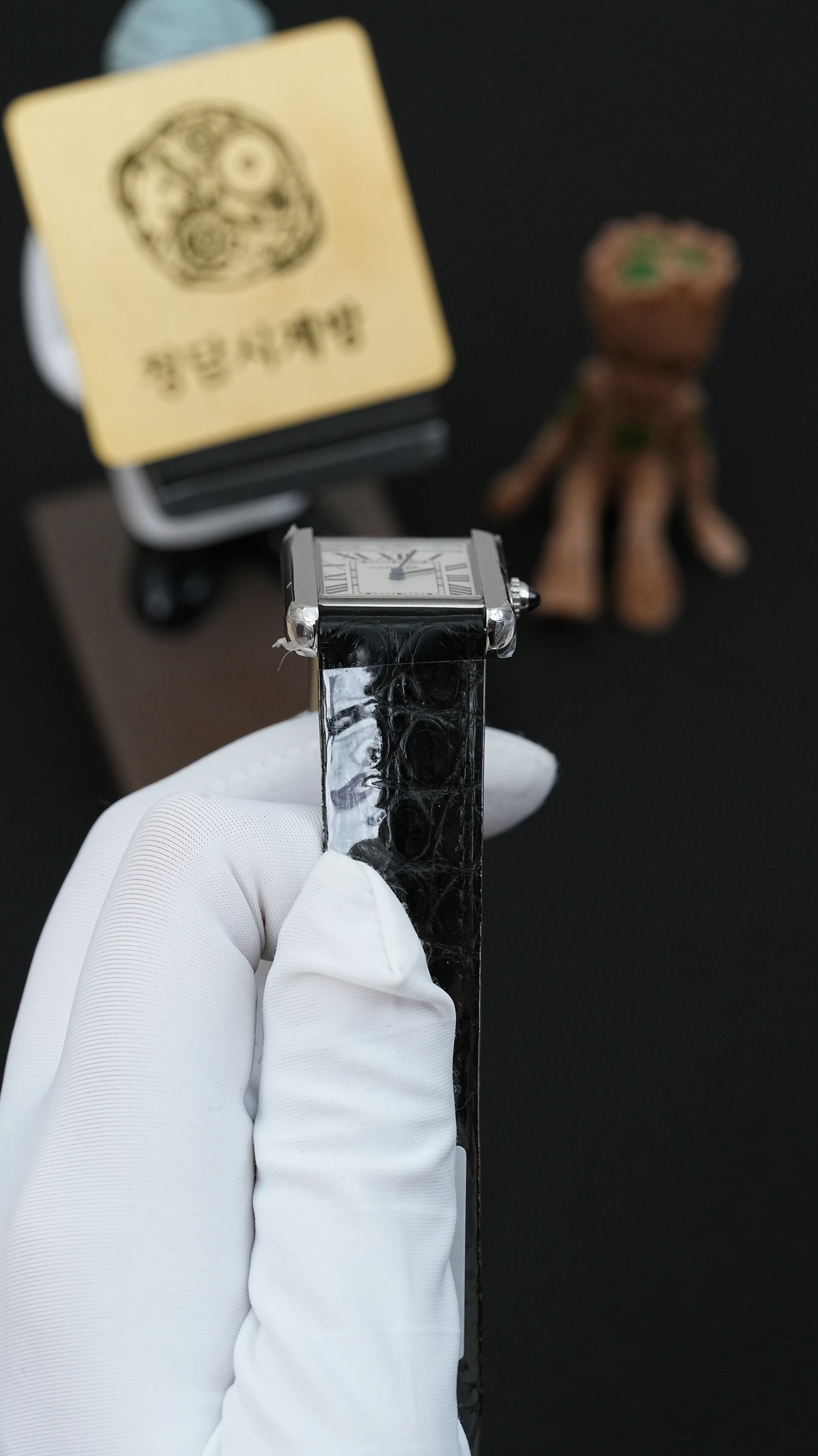까르띠에 탱크솔로 실버톤 블랙 크로커가죽 3168 상세 이미지 8