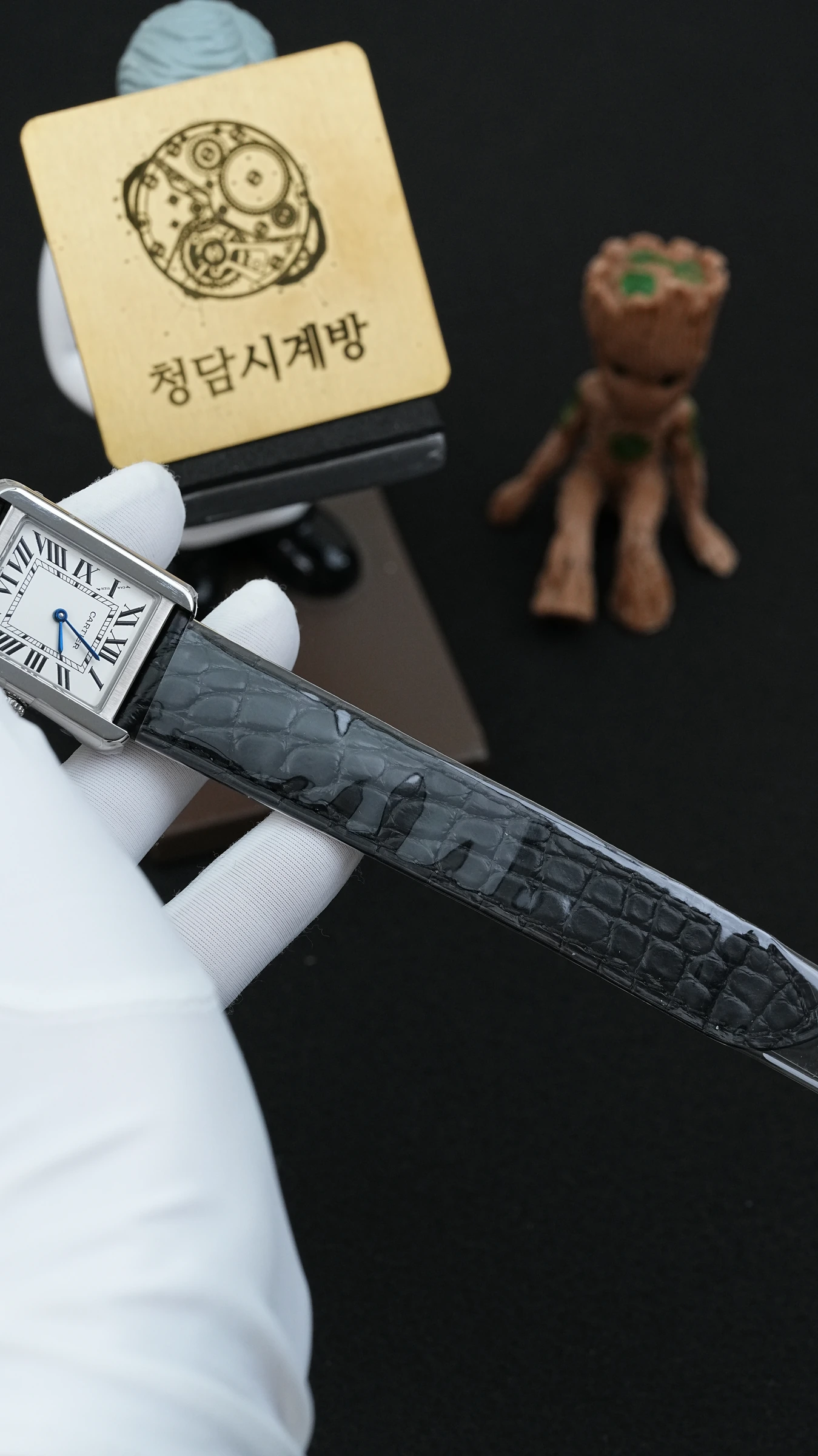 까르띠에 탱크솔로 실버톤 블랙 크로커가죽 3168 상세 이미지 9