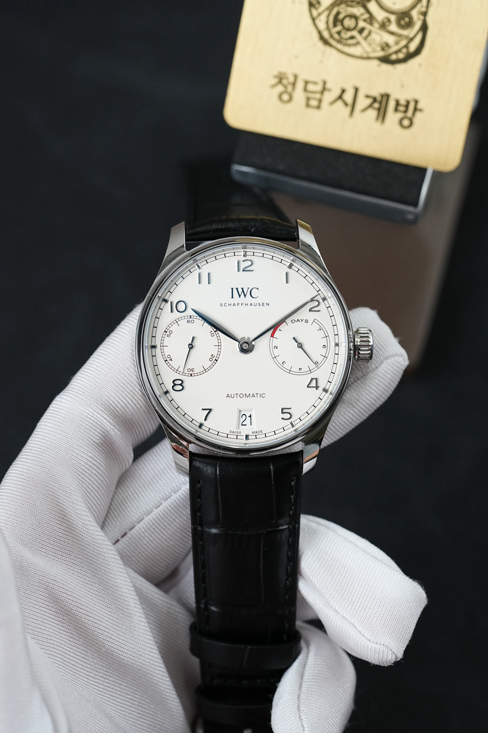 IWC 포르투기저 7DAYS 화이트 블랙가죽 상품 이미지 1