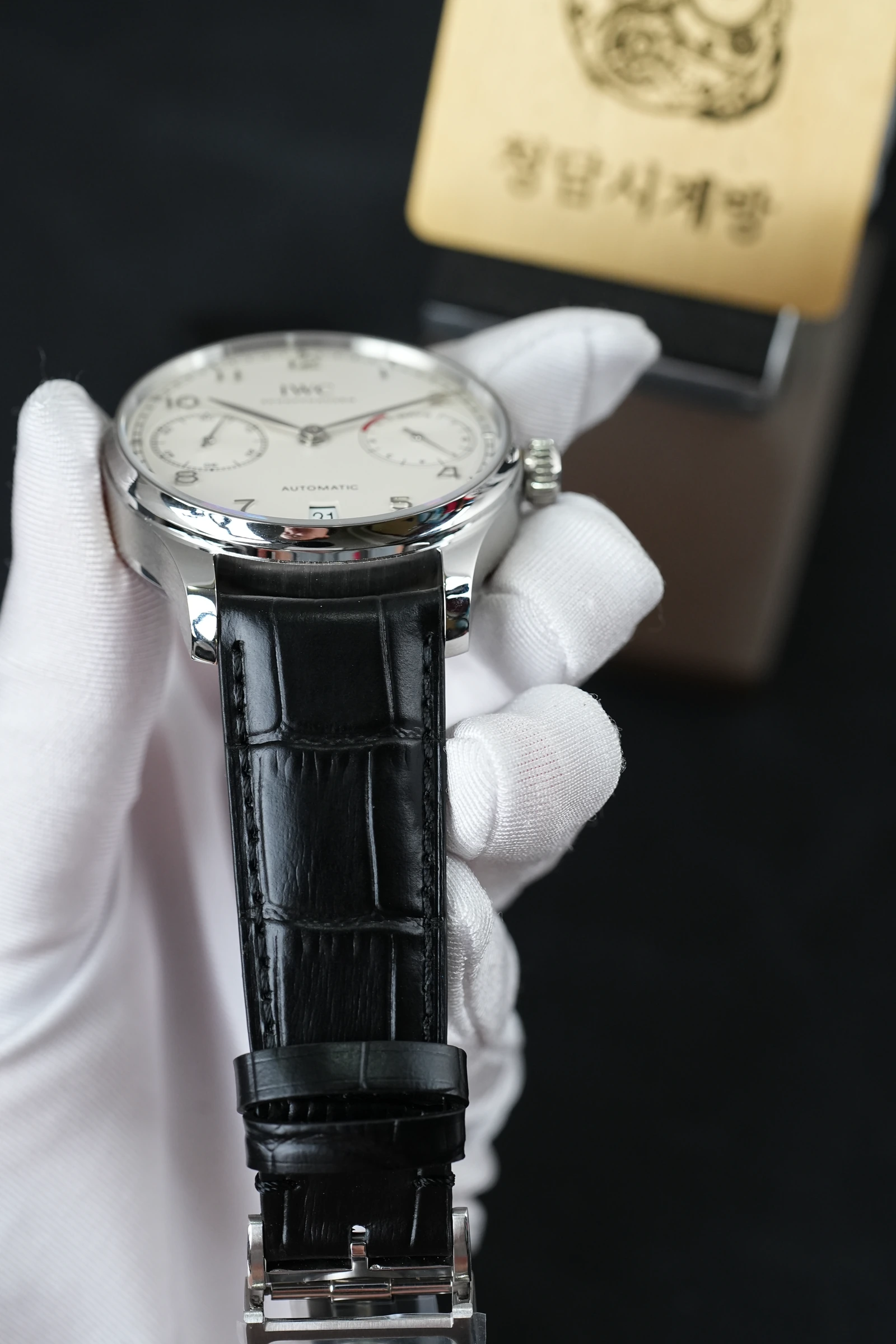 IWC 포르투기저 7DAYS 화이트 블랙가죽 상세 이미지 20