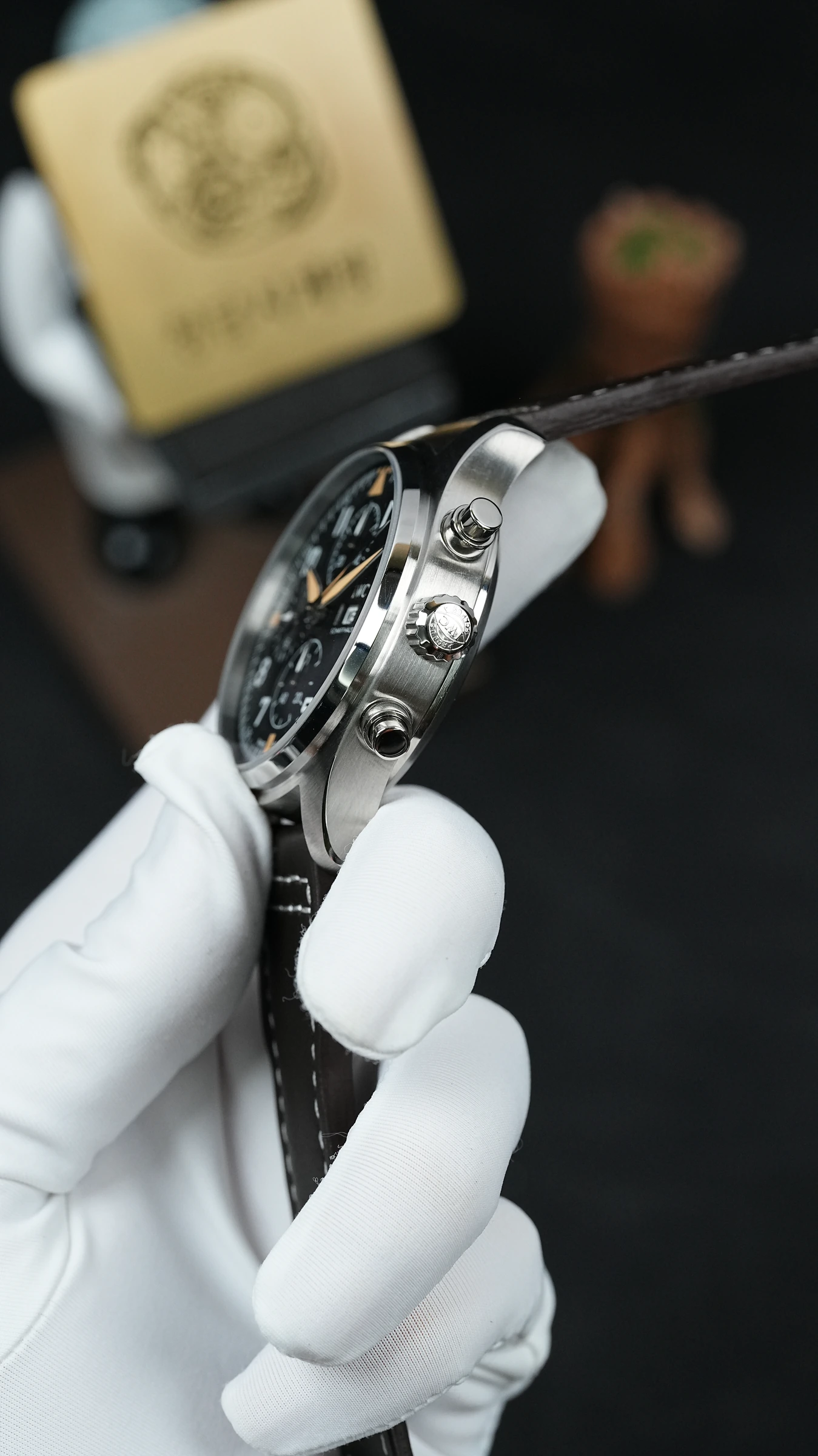 IWC 파일럿 워치 크로노그래프 블랙 블랙가죽 상세 이미지 6