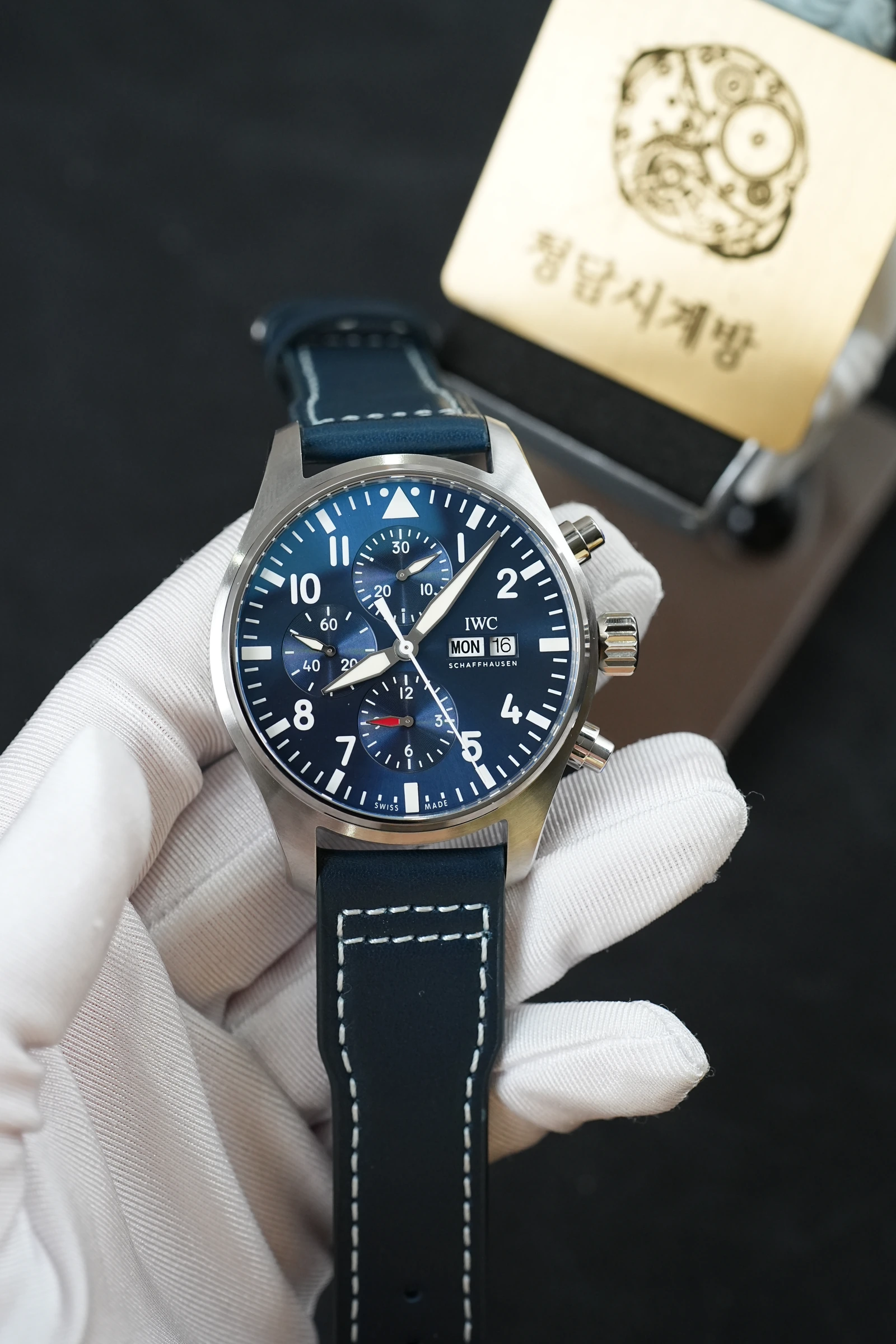 IWC 파일럿 워치 크로노그래프 블루 블루가죽 상품 이미지 1