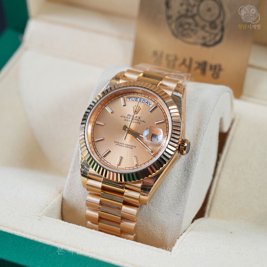 롤렉스 데이데이트 옐로우골드 샴페인 바인덱스 상세 이미지 6