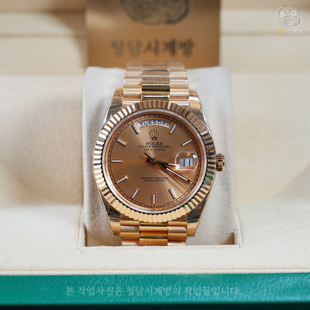 롤렉스 데이데이트 옐로우골드 샴페인 바인덱스 상세 이미지 5